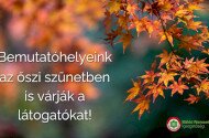 Nyitvatartás az őszi szünetben bemutatóhelyeinken